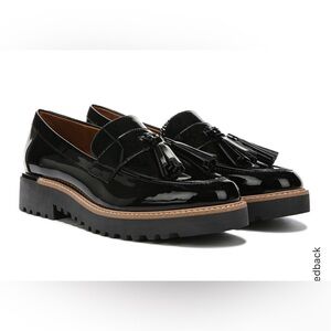 Franco Sarto Black Patent Chunky Lug Sole Loafers New Without Box 8.5